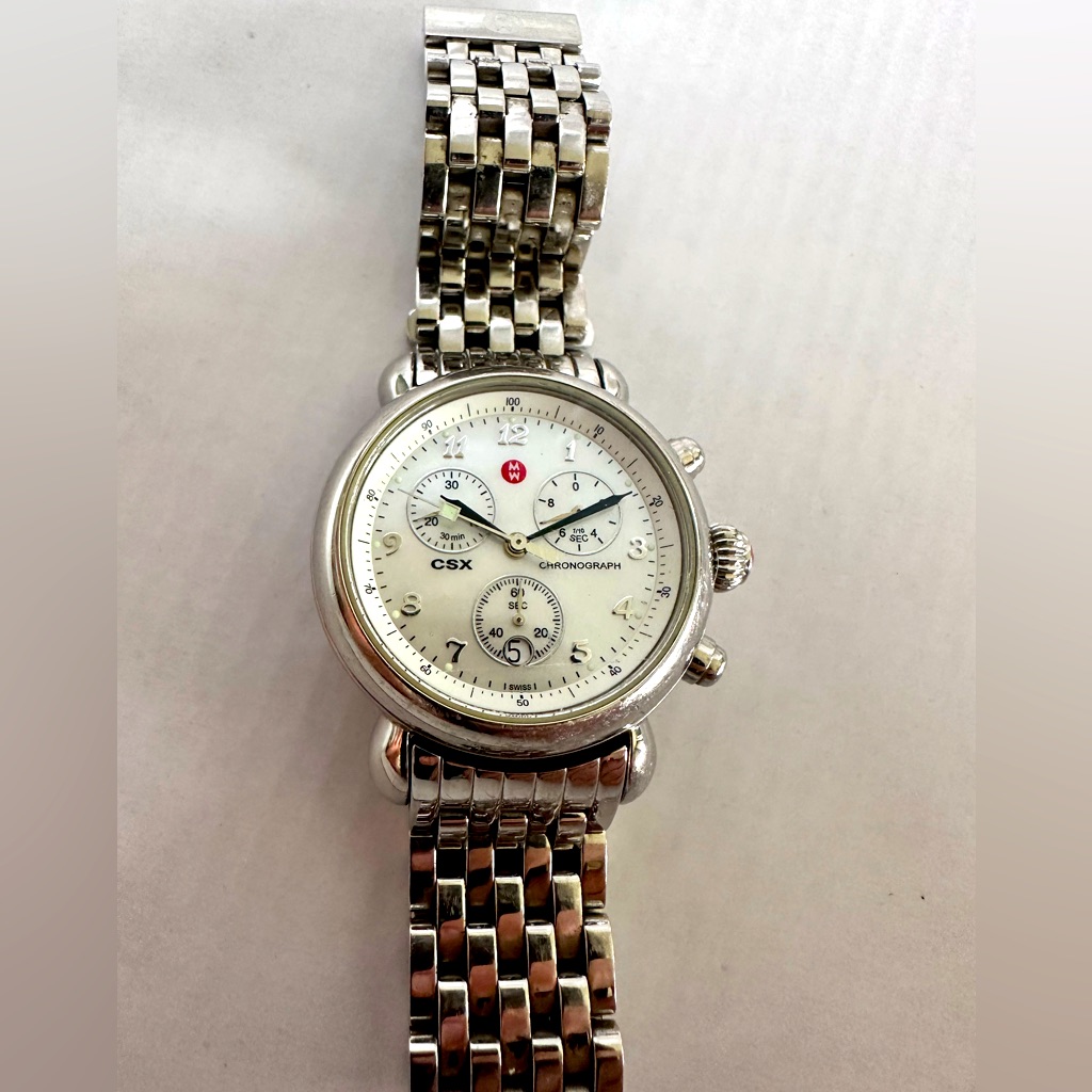 Michele Csx36 Chronograph Mother Of Pearl Dial Stainless Steel Womens Watch